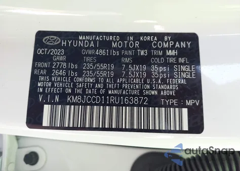 2024 Hyundai Tucson Hybrid Sel Convenience from USA, damaged, VIN KM8JCCD11RU163872